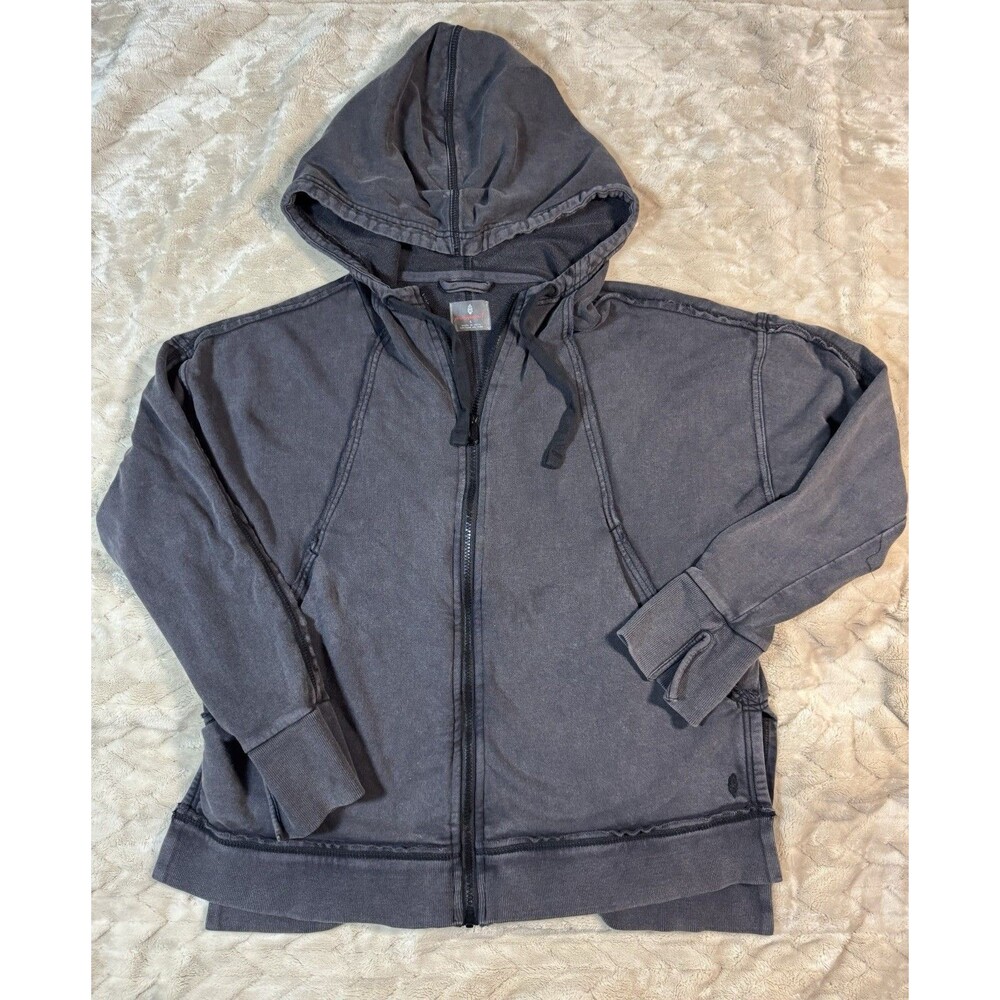 FP Movement Free People Only One Hoodie Women’s L Gray Oversized Raw Seam Zip Up